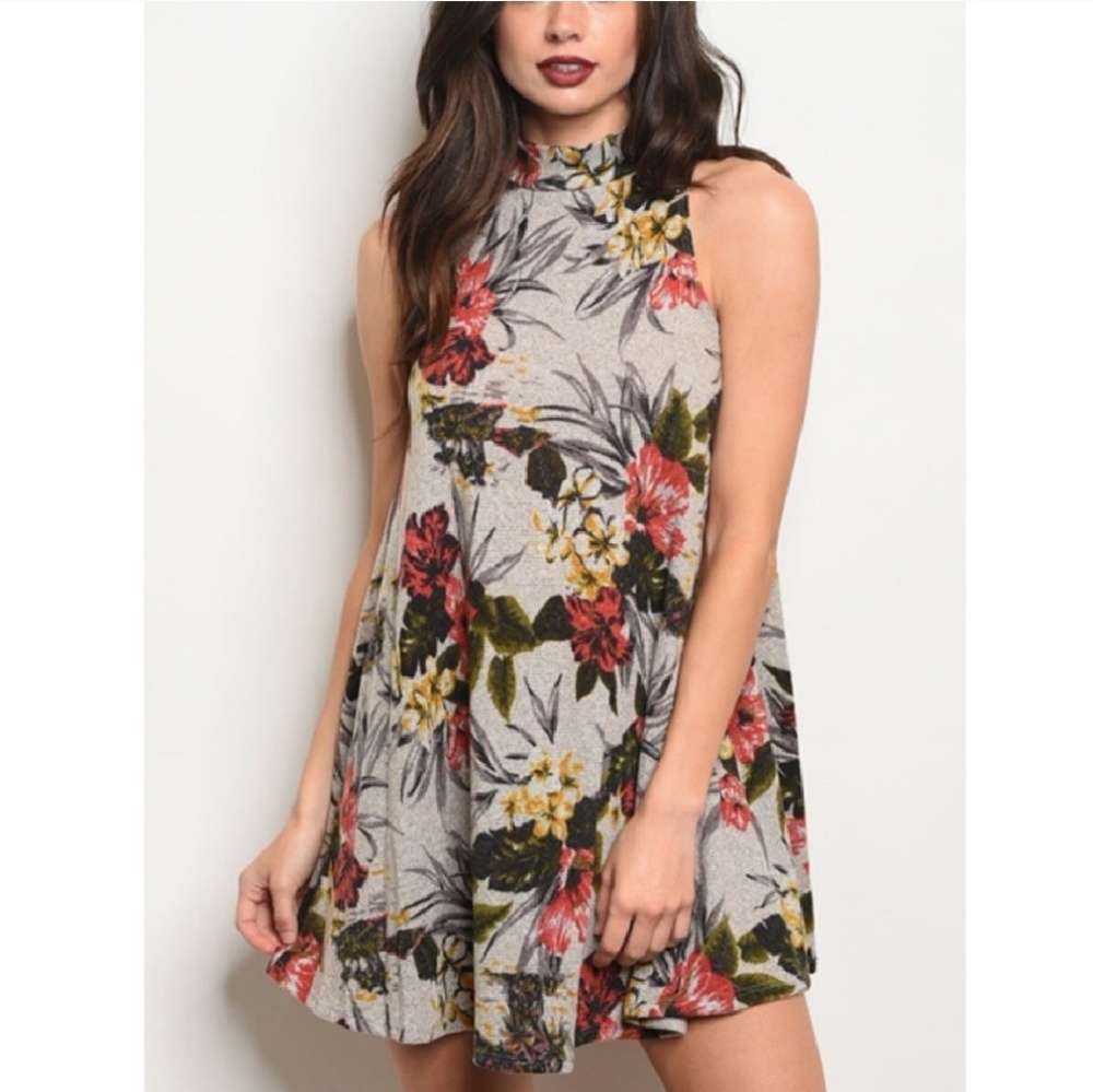 Floral Sleeveless Sweater Dress
